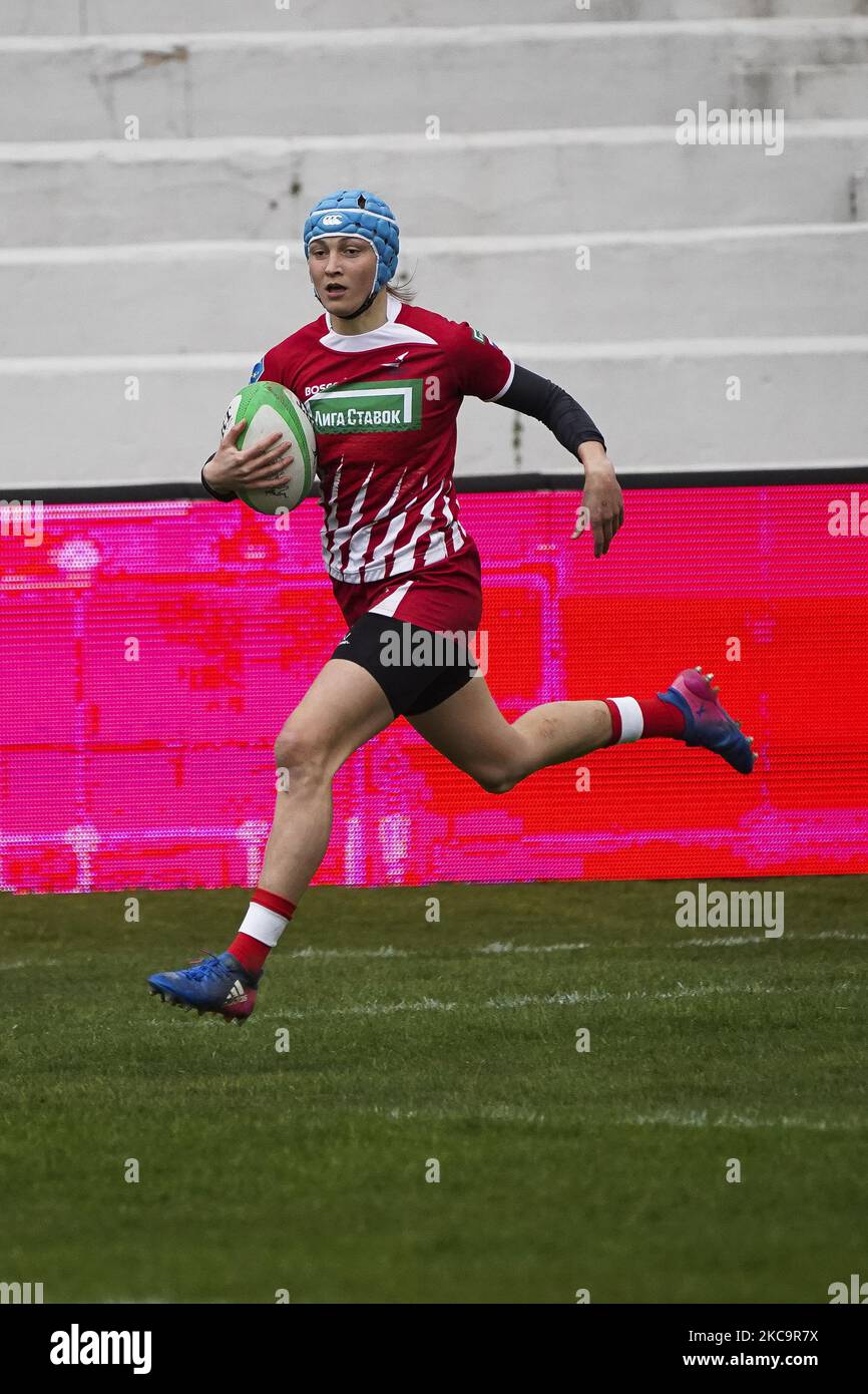 Kristina Seredina of Russia during the Womens Finals between France and Russia during Day Two of The Madrid Rugby Sevens International Tournament at Universidad Complutense de Madrid on February 21, 2021 in Madrid (Photo by Oscar Gonzalez/NurPhoto) Stock Photo