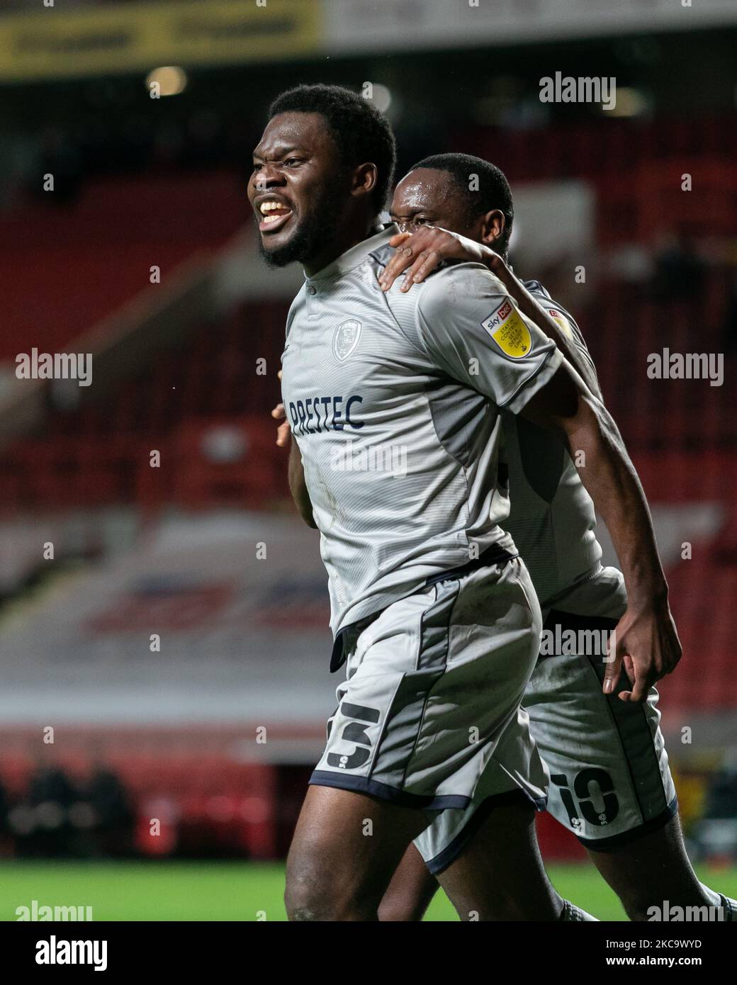 Mike Fondop of Burton Albion celebrates after scoring a goal during the ...