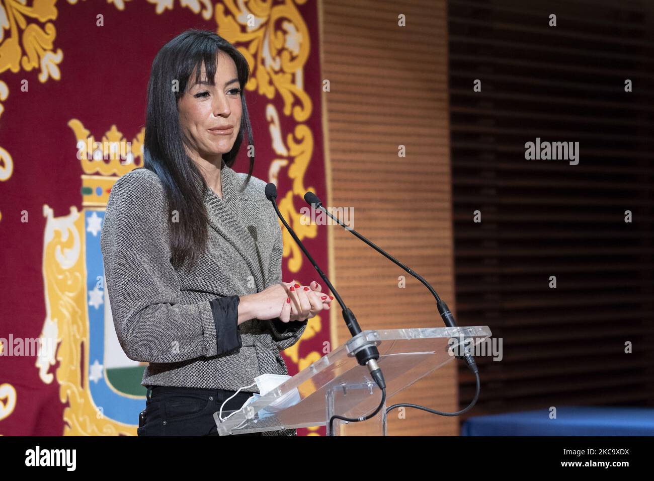 The deputy mayor of Madrid, Begona Villacis during the delivery of the awards of the 1st edition of The alarm clock for companies and the self-employed in Madrid February 24, 2021 Spain (Photo by Oscar Gonzalez/NurPhoto) Stock Photo