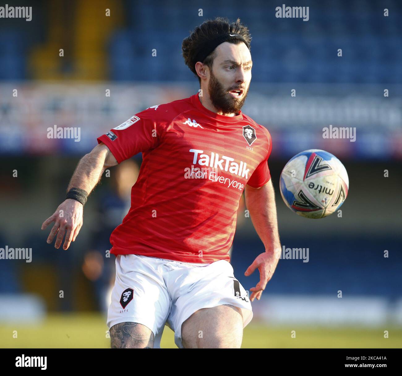 Richie Towell of Salford City during Sky Bet League Two between Southend United and Salford City at Roots Hall Stadium , Southend, UK on 27th February 2021 (Photo by Action Foto Sport/NurPhoto) Stock Photo