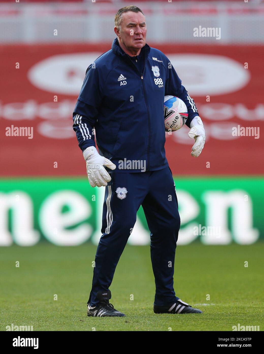 Cardiff City's goalkeeping coach Andy Dibble during the Sky Bet Championship match between Middlesbrough and Cardiff City at the Riverside Stadium, Middlesbrough on Saturday 27th February 2021. (Photo by Mark Fletcher/MI News/NurPhoto) Stock Photo