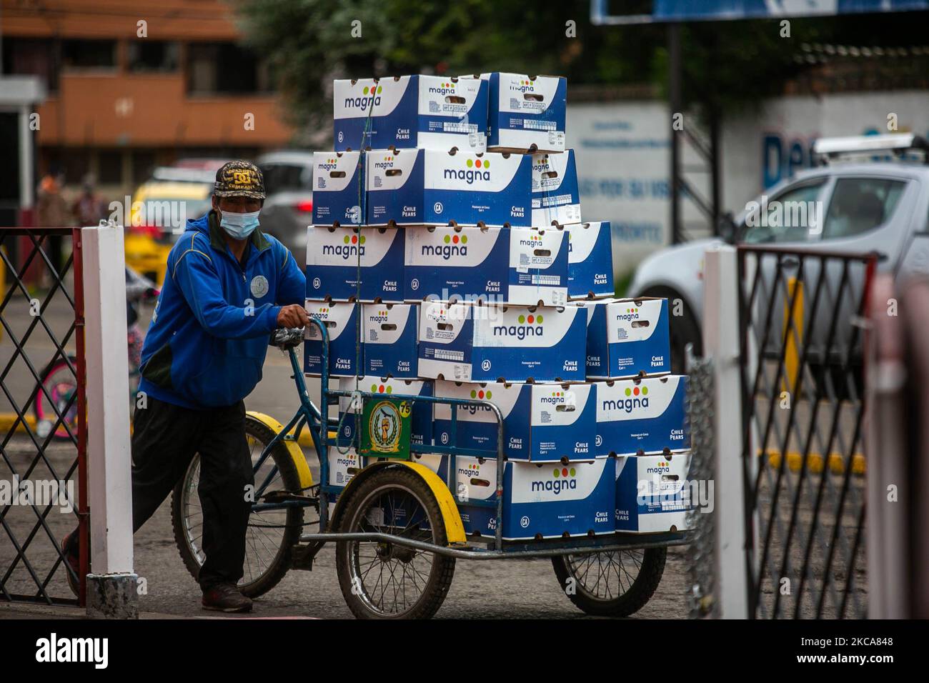 Workers of the Quito Wholesale Market work tirelessly to provide food to the city of Quito, Ecuador, on March 1, 2021. (Photo by Rafael Rodriguez/NurPhoto) Stock Photo