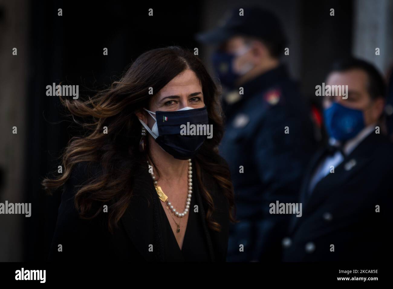 Undersecretary Barbara Floridia arrives at Palazzo Chigi to attend the oath of the Undersecretaries of State, on March 1, 2021 in Rome, Italy (Photo by Andrea Ronchini/NurPhoto) Stock Photo
