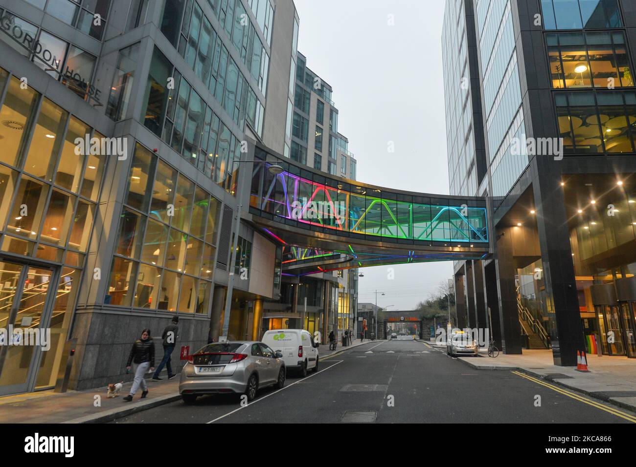 A view Google EMEA HQ in Dublin's Grand Canal area during Level 5 Covid-19 lockdown. On Tuesday, March 2, 2021, in Dublin, Ireland. (Photo by Artur Widak/NurPhoto) Stock Photo