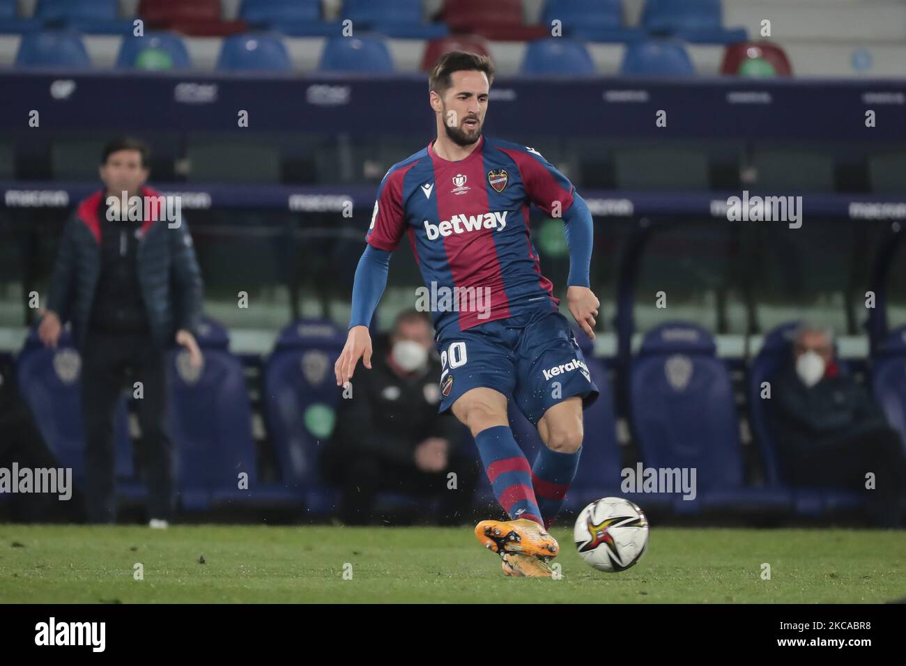 Levante's forward Jorge Miramon during spanish the Copa del Rey Semi Final Second Leg match between Levante UD and Athletic Club at Ciutat de Valencia Stadium on March 4, 2021. (Photo by Jose Miguel Fernandez/NurPhoto) Stock Photo