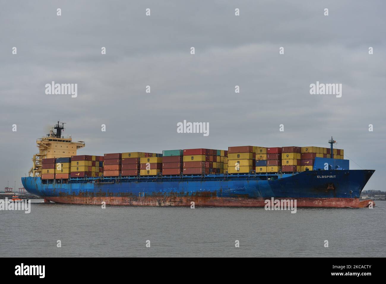 Vessel ELBSPIRIT, a container ship sailing under the flag of Liberia