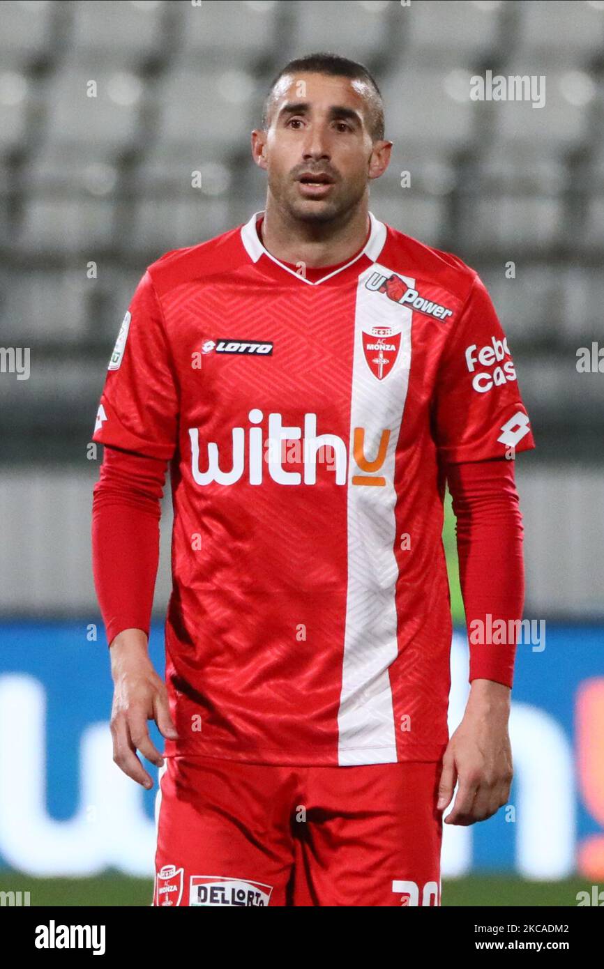 Antonino Barilla' of AC Monza in action during the Serie B match between AC Monza and Pordenone Calcio at Stadio Brianteo on March 06, 2021 in Monza, Italy. (Photo by Mairo Cinquetti/NurPhoto) Stock Photo