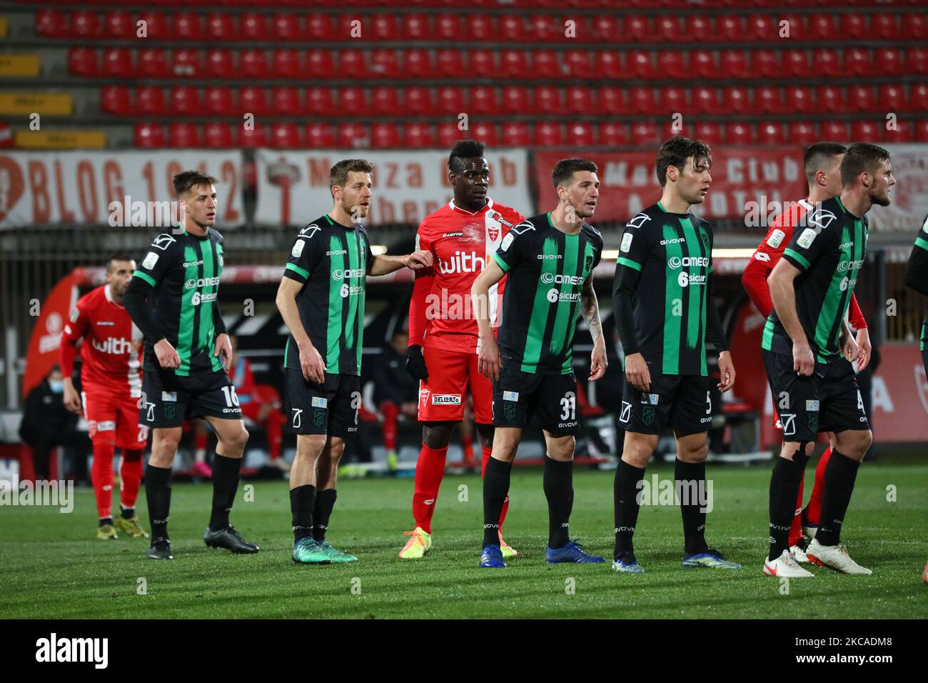Mario Balotelli of AC Monza in action during the Serie B match between AC Monza and Pordenone Calcio at Stadio Brianteo on March 06, 2021 in Monza, Italy. (Photo by Mairo Cinquetti/NurPhoto) Stock Photo