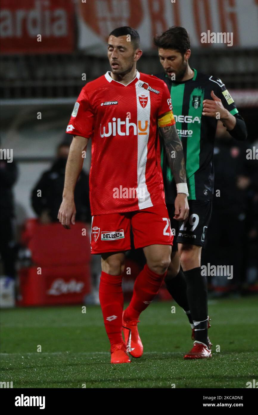 Marco Armellino of AC Monza in action during the Serie B match between AC Monza and Pordenone Calcio at Stadio Brianteo on March 06, 2021 in Monza, Italy. (Photo by Mairo Cinquetti/NurPhoto) Stock Photo