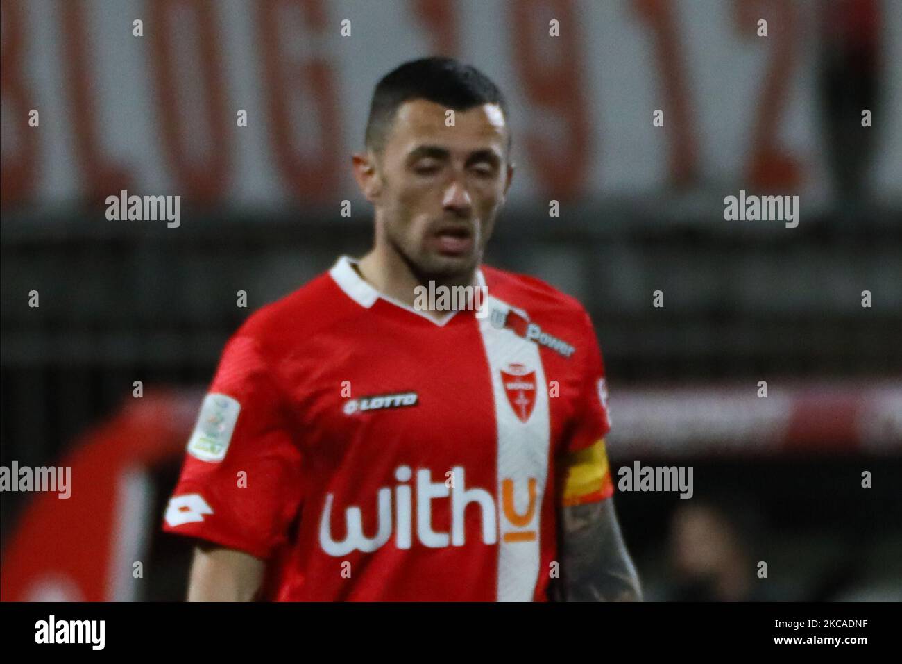 Marco Armellino of AC Monza in action during the Serie B match between AC Monza and Pordenone Calcio at Stadio Brianteo on March 06, 2021 in Monza, Italy. (Photo by Mairo Cinquetti/NurPhoto) Stock Photo