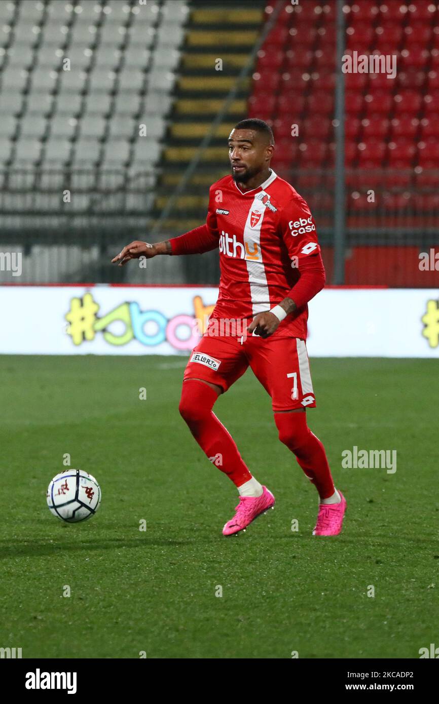 Kevin-Prince Boateng of AC Monza in action during the Serie B match between AC Monza and Pordenone Calcio at Stadio Brianteo on March 06, 2021 in Monza, Italy. (Photo by Mairo Cinquetti/NurPhoto) Stock Photo