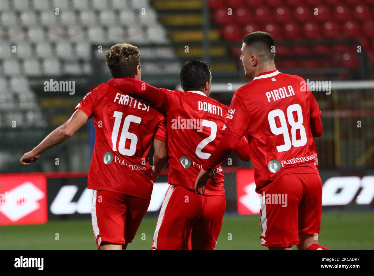 Davide Frattesi of AC Monza celebrate the goal during the the Serie B match between AC Monza and Pordenone Calcio at Stadio Brianteo on March 06, 2021 in Monza, Italy. (Photo by Mairo Cinquetti/NurPhoto) Stock Photo