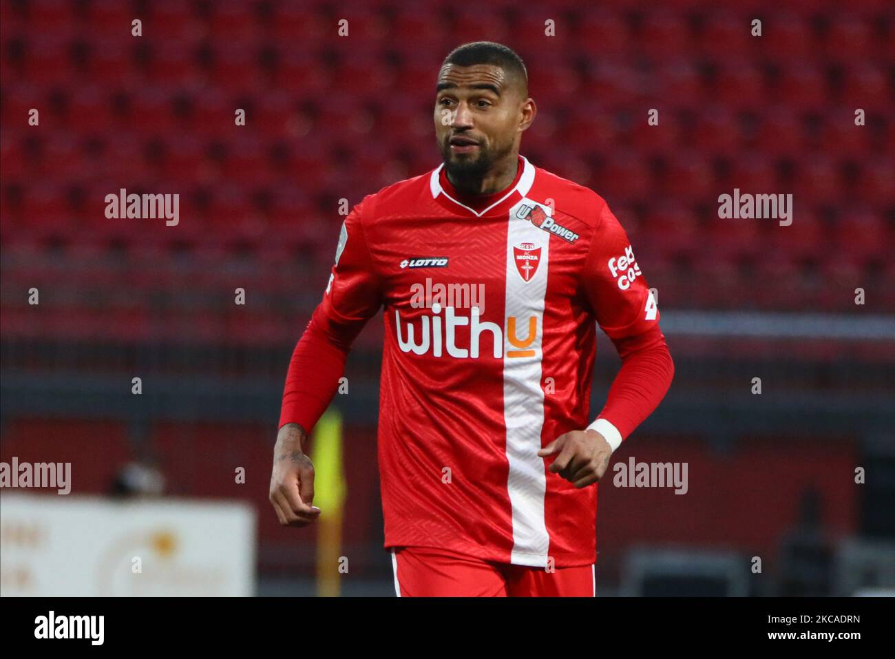 Kevin-Prince Boateng of AC Monza in action during the Serie B match between AC Monza and Pordenone Calcio at Stadio Brianteo on March 06, 2021 in Monza, Italy. (Photo by Mairo Cinquetti/NurPhoto) Stock Photo