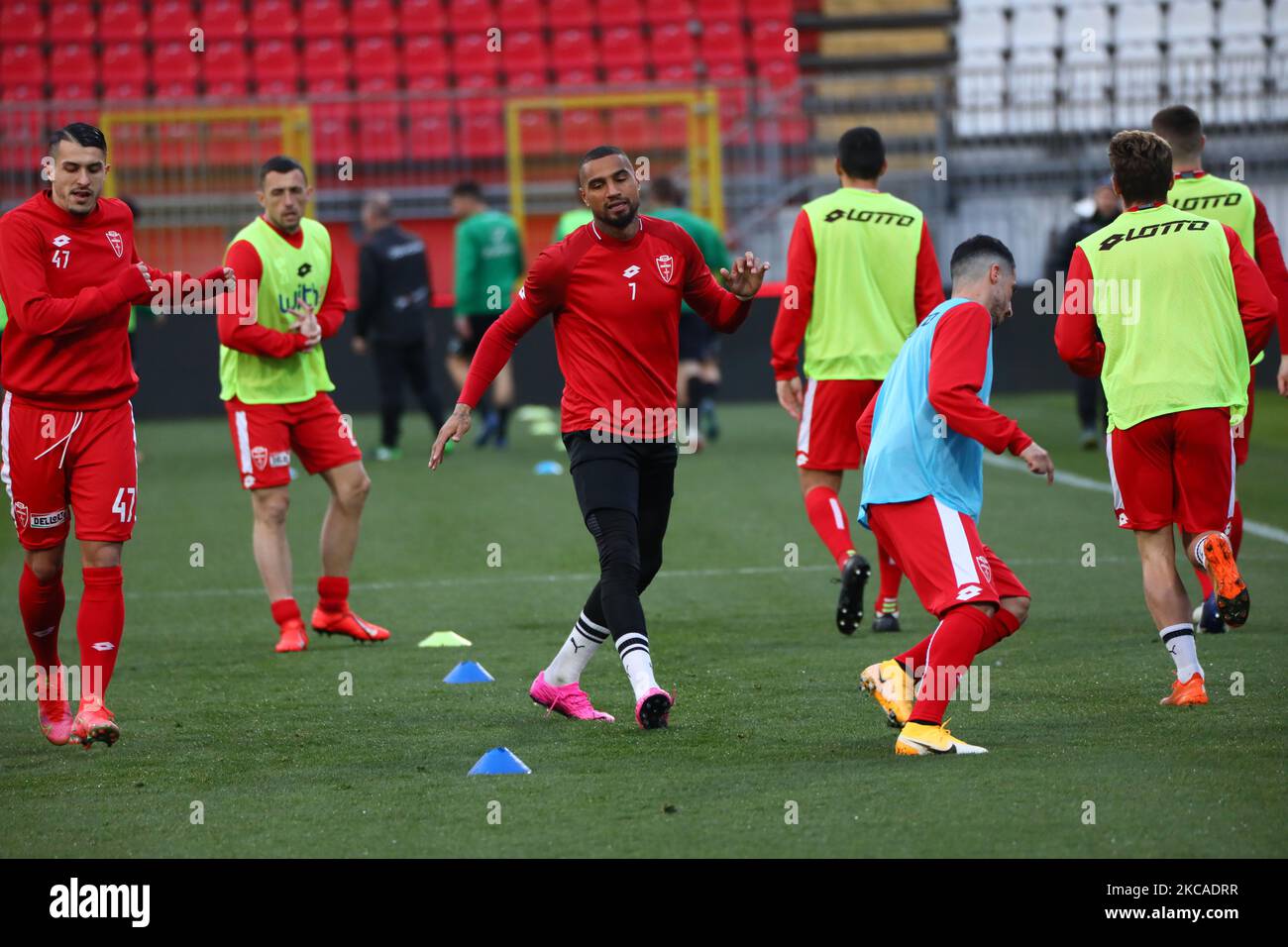 Kevin-Prince Boateng of AC Monza in action during the Serie B match between AC Monza and Pordenone Calcio at Stadio Brianteo on March 06, 2021 in Monza, Italy. (Photo by Mairo Cinquetti/NurPhoto) Stock Photo