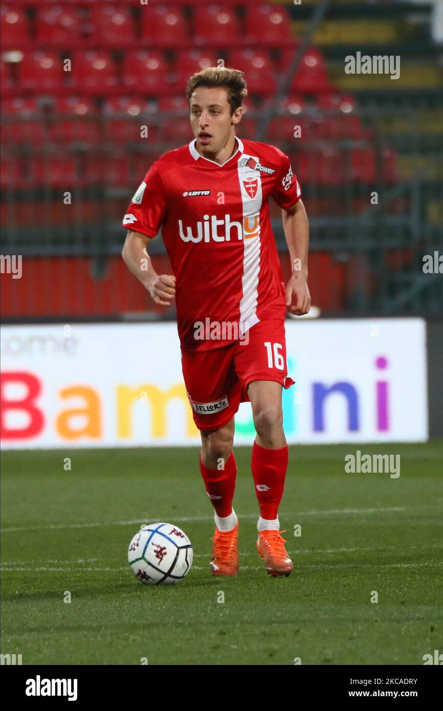 Davide Frattesi of AC Monza in action during the Serie B match between AC Monza and Pordenone Calcio at Stadio Brianteo on March 06, 2021 in Monza, Italy. (Photo by Mairo Cinquetti/NurPhoto) Stock Photo