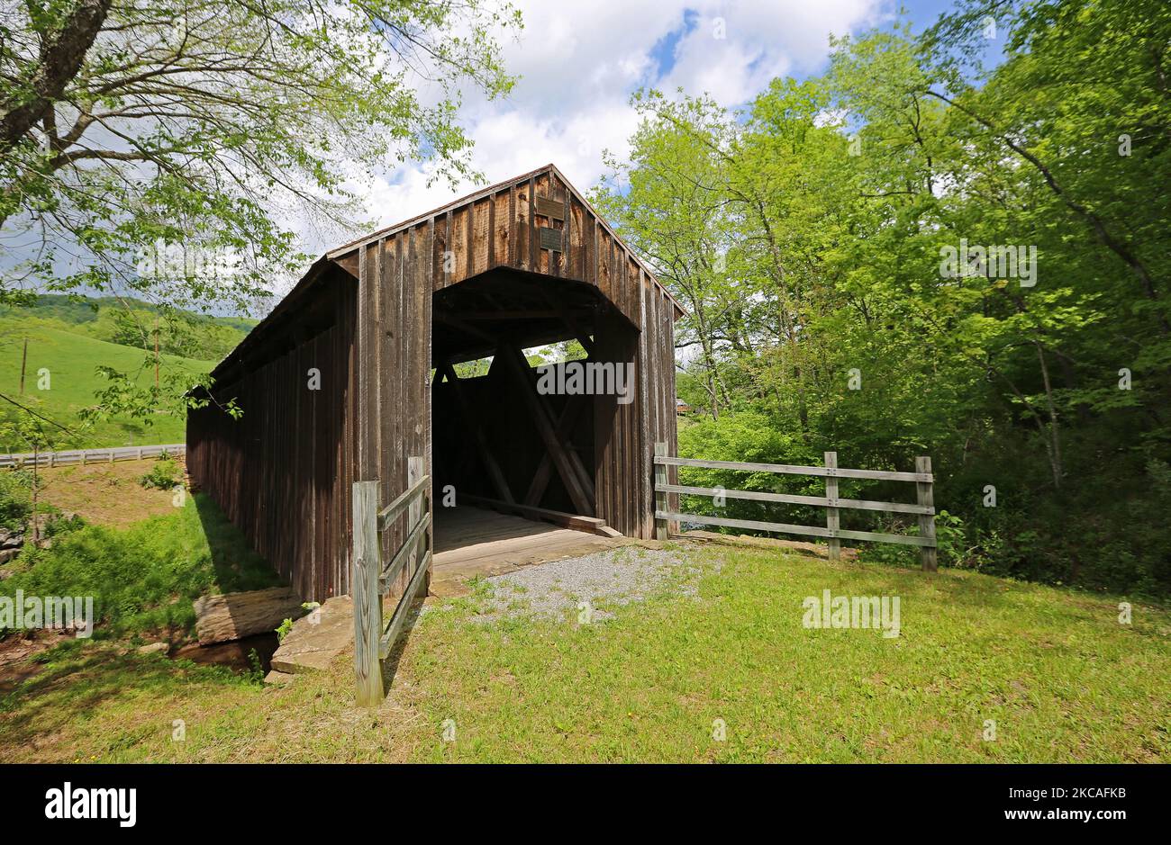 Front view at Locust Creek covered bridge West Virginia Stock Photo