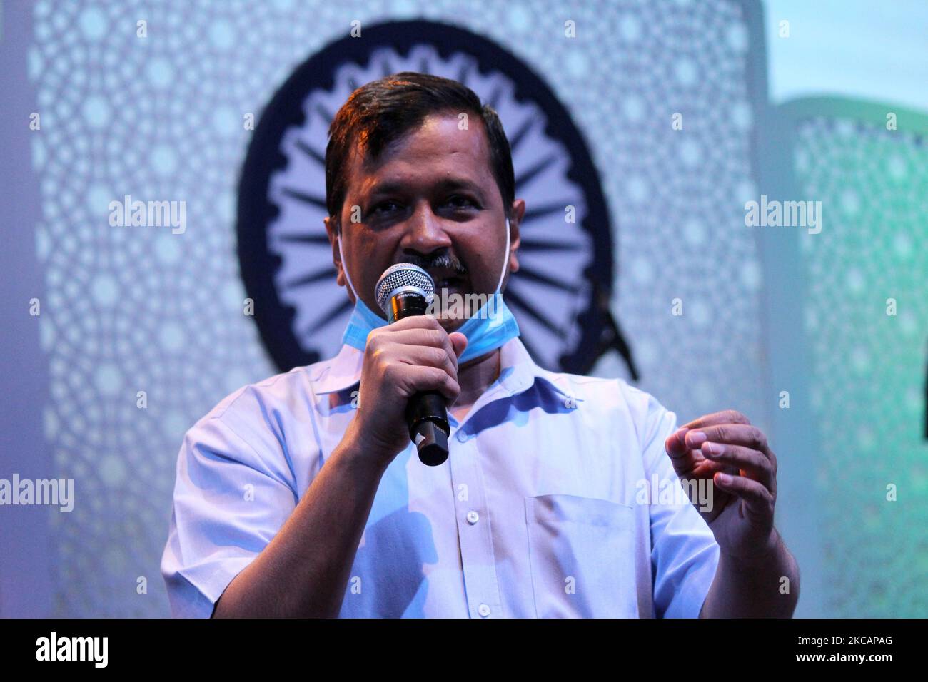 Delhi Chief Minister Arvind Kejriwal addresses during an event titled ...