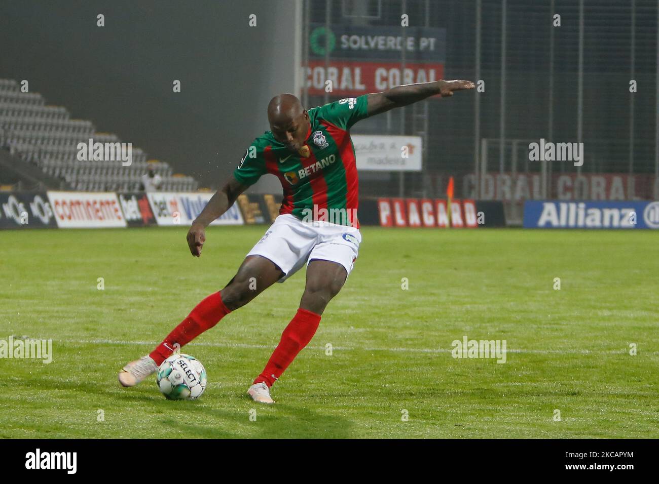 CS Maritimo Goalkeeper Amir Abedzadeh in action during the Liga Nos match  between CD Nacional and CS Maritimo at Estádio da Madeira on March 12, 2021  in Funchal, Madeira, Portugal. (Photo by