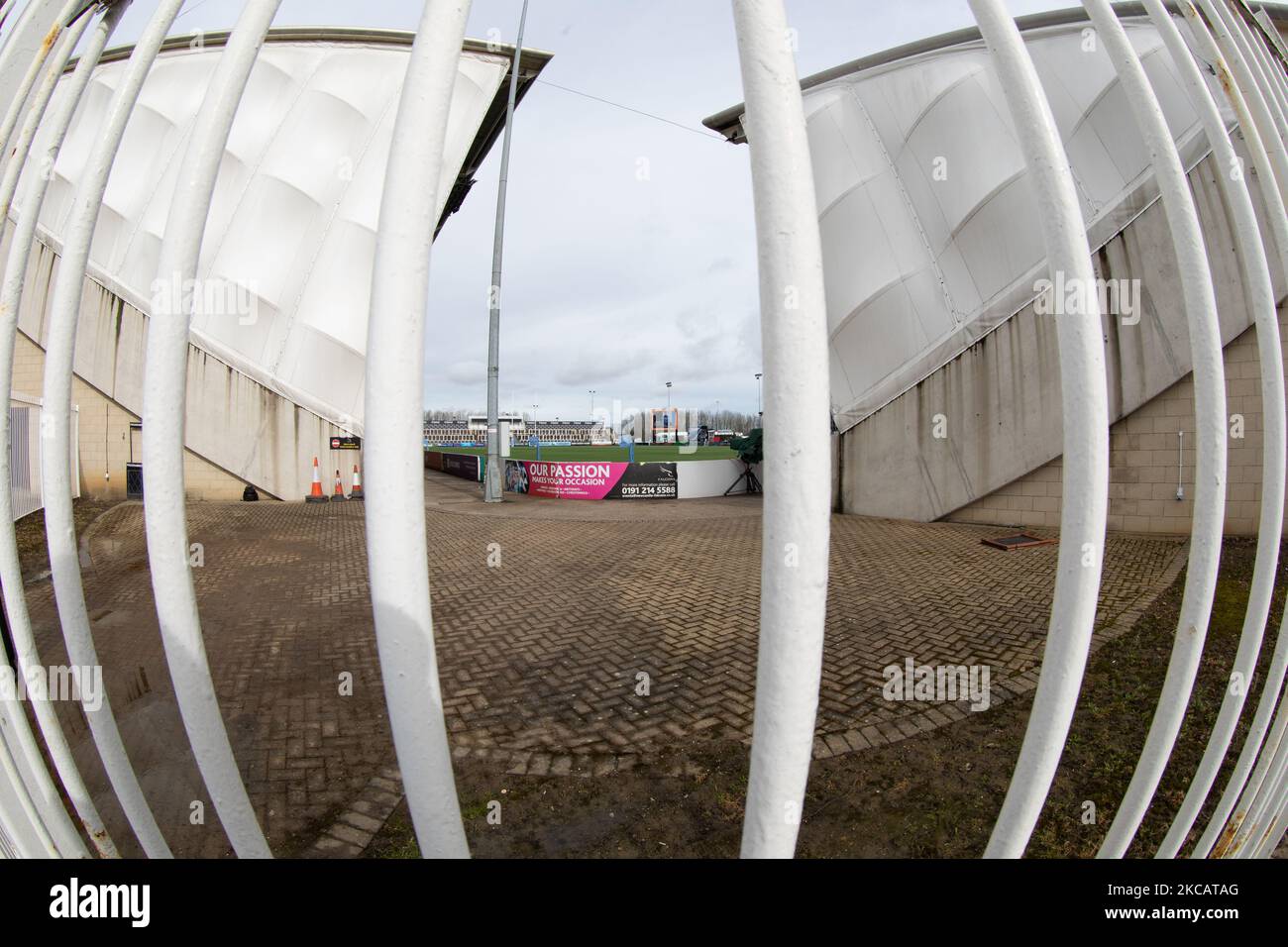 A general view through the locked gates at Kingston Park prior to the ...