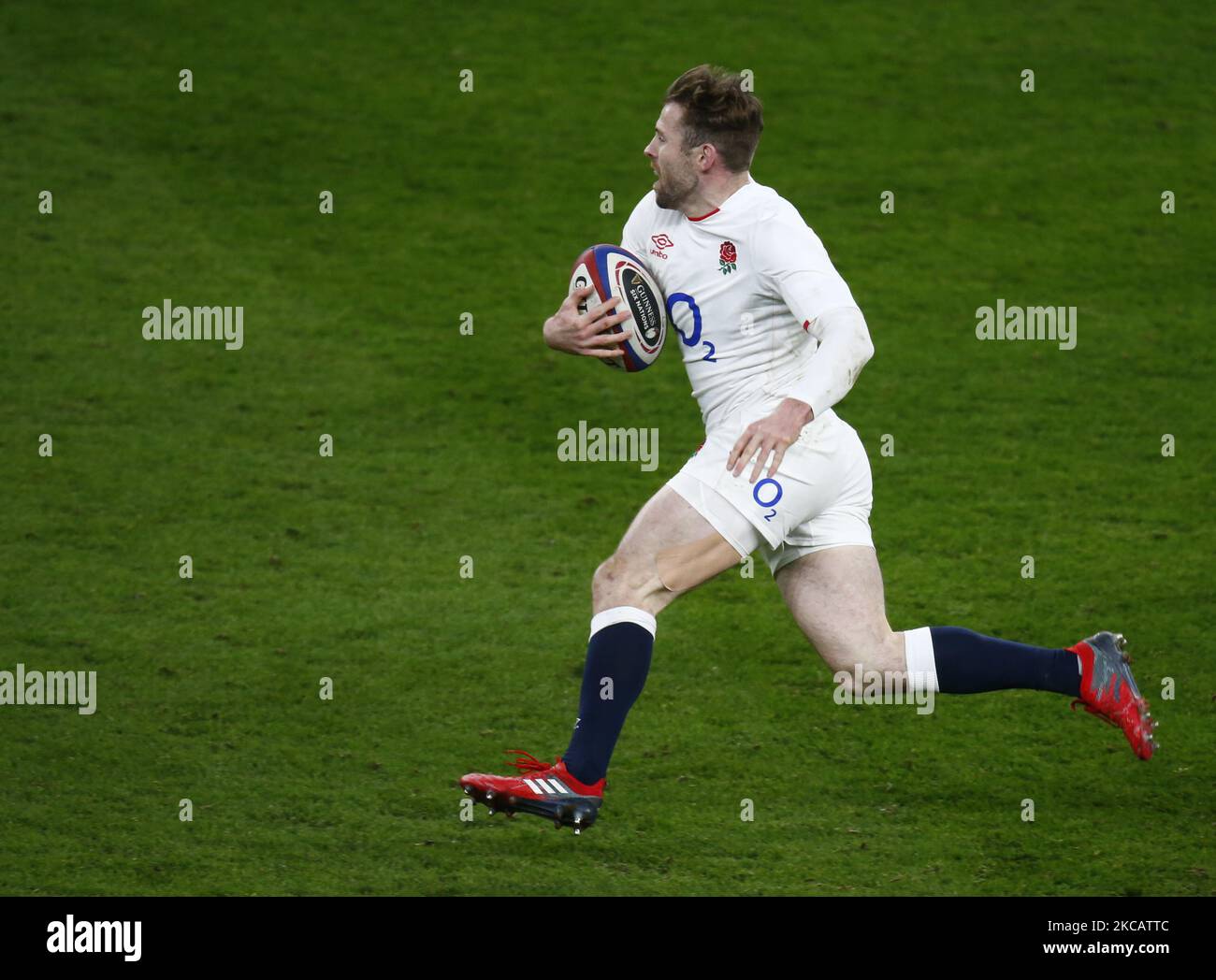 Elliott Daly of England during Guinness 6 Nations between England and France at Twickenham Stadium , London, UK on 13th March 2021 (Photo by Action Foto Sport/NurPhoto) Stock Photo