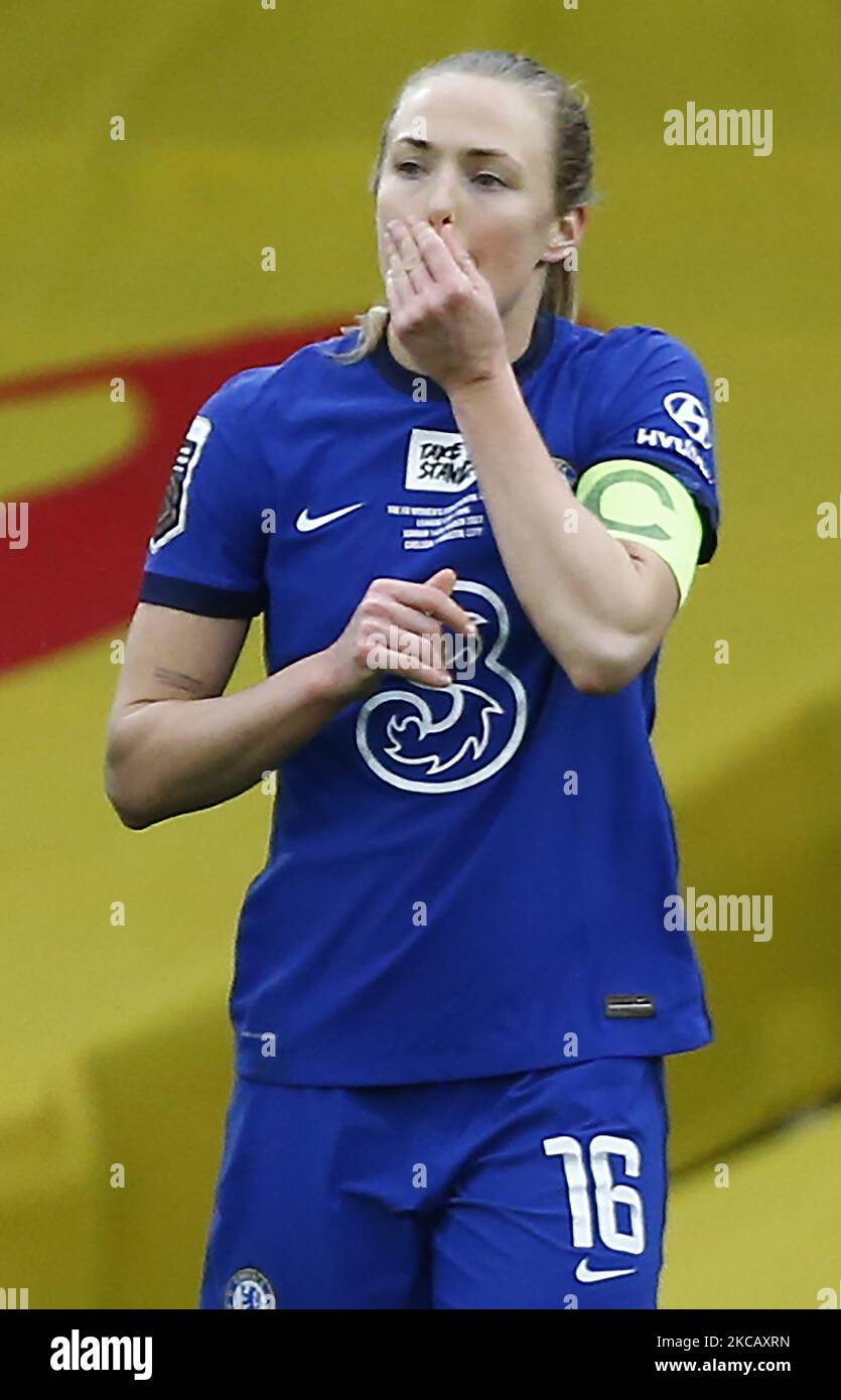 WATFORD, ENGLAND - MARCH 14:Chelsea Ladies Magdalena Eriksson shock of the injury to Chelsea Ladies Maren Mjelde during FA Women's Continental Tyre League Cup Final between Bristol City and Chelsea at Vicarage Road Stadium , Watford, UK on 14th March 2021 (Photo by Action Foto Sport/NurPhoto) Stock Photo