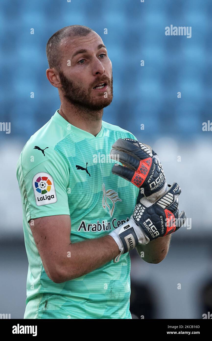 Giorgi Makaridze of Almeria during the La Liga Smartbank match between UD Almeria and UD Las Palmas at Estadio Juegos del Mediterraneo on February 14, 2021 in Almeria, Spain. Sporting stadiums around Spain remain under strict restrictions due to the Coronavirus Pandemic as Government social distancing laws prohibit fans inside venues resulting in games being played behind closed doors. (Photo by Jose Breton/Pics Action/NurPhoto) Stock Photo