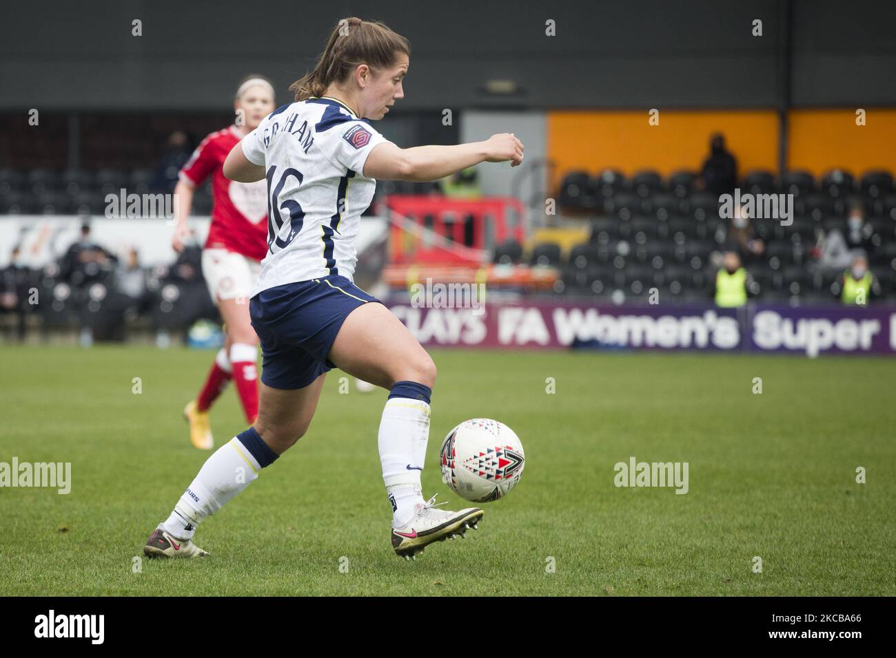 Kit Graham (Tottenham) controls the ball during the 2020-21 FA Womenâ ...