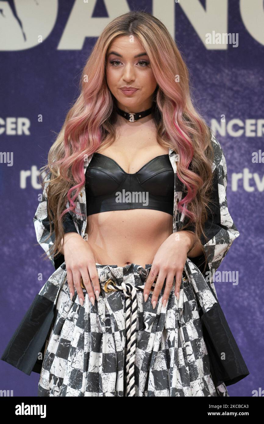 Singer Lola indigo attends The Dancer photocall on March 23, 2021