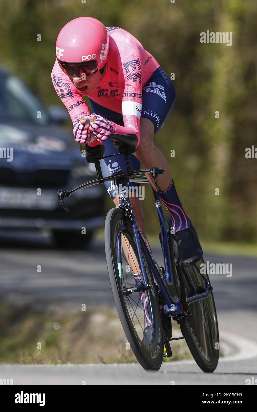 102 Rigoberto Uran from Colombia of EF Education - NIPPO action, during the 100th Volta Ciclista a Catalunya 2021, Stage 2 Individual Time Trial from Banyoles to Banyoles. On March 23, 2021 in Banyoles, Spain. (Photo by Xavier Bonilla/NurPhoto) Stock Photo