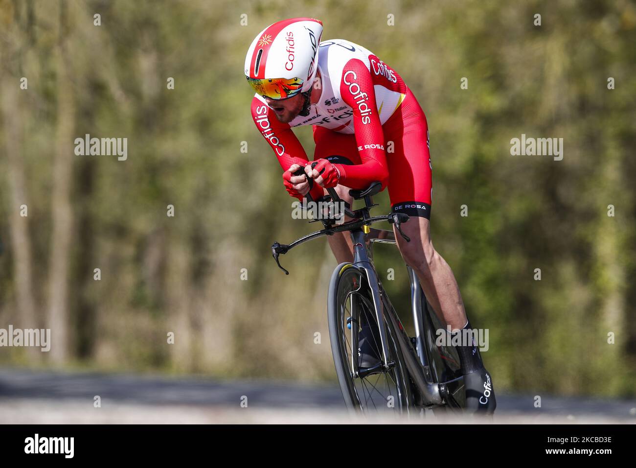 155 Thomas Champion from France of Team Cofidis during the 100th Volta Ciclista a Catalunya 2021, Stage 2 Individual Time Trial from Banyoles to Banyoles. On March 23, 2021 in Banyoles, Spain. (Photo by Xavier Bonilla/NurPhoto) Stock Photo