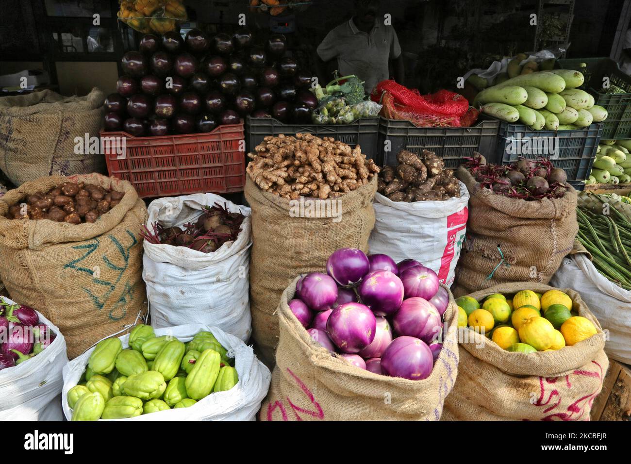 Fruit and vegetables being sold at the Chalai market in the city of