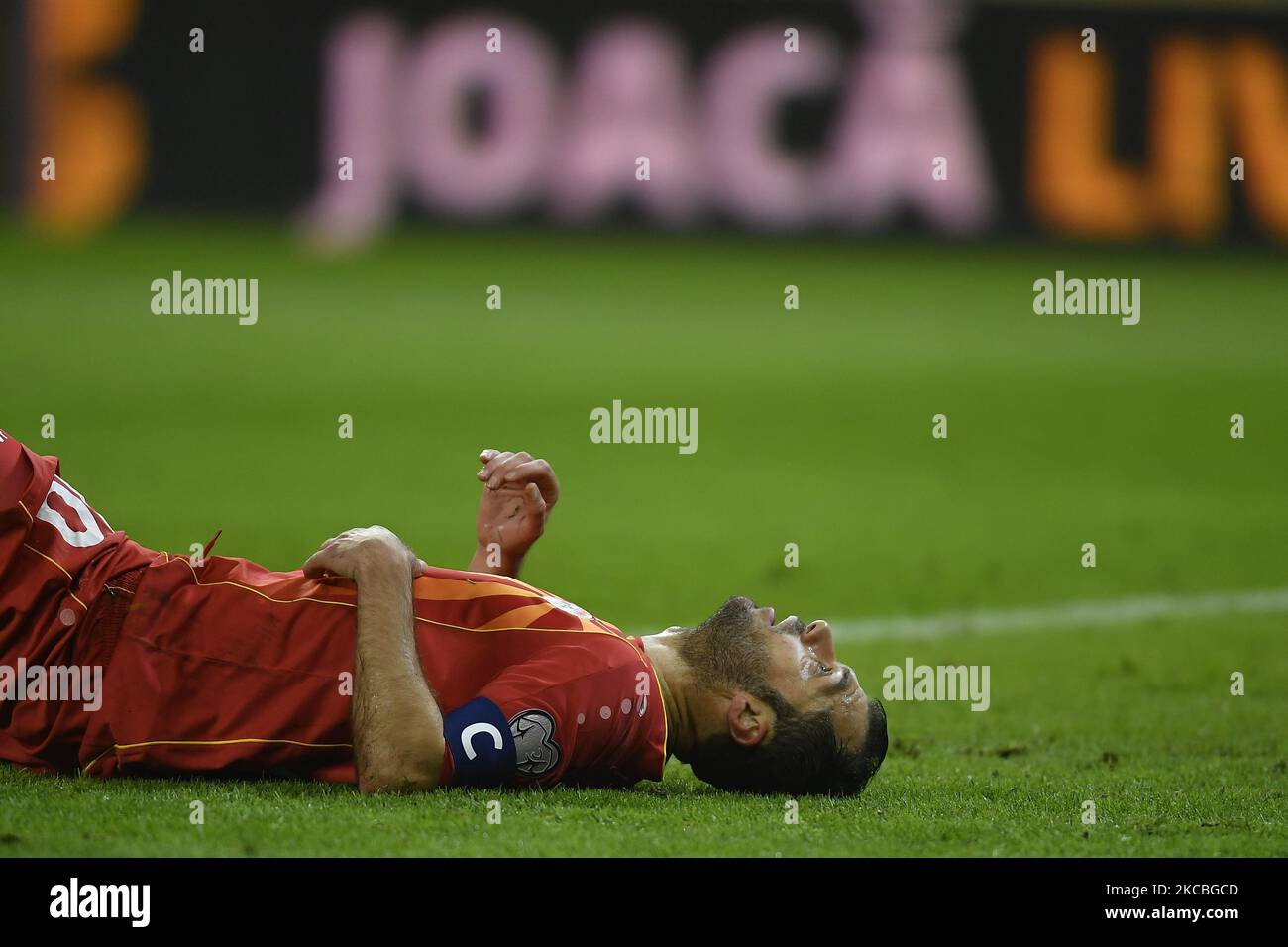 Goran Pandev during the FIFA World Cup Qatar 2022 qualification football match Romania v North Macedonia in Bucharest, on March 25, 2021. (Photo by Alex Nicodim/NurPhoto) Stock Photo