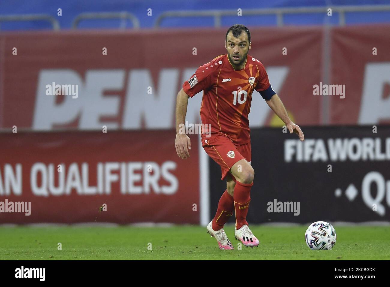 Goran Pandev during the FIFA World Cup Qatar 2022 qualification football match Romania v North Macedonia in Bucharest, on March 25, 2021. (Photo by Alex Nicodim/NurPhoto) Stock Photo