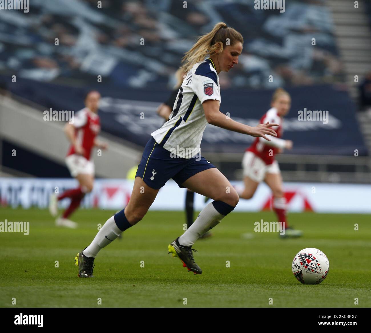 Abbie McManus of Tottenham Hotspur Women (on Loan from Manchester United) during FA Women's Spur League betweenTottenham Hotspur and Arsenal Women at Tottenham Hotspur Stadium , London , UK on 27th March 2021 (Photo by Action Foto Sport/NurPhoto) Stock Photo