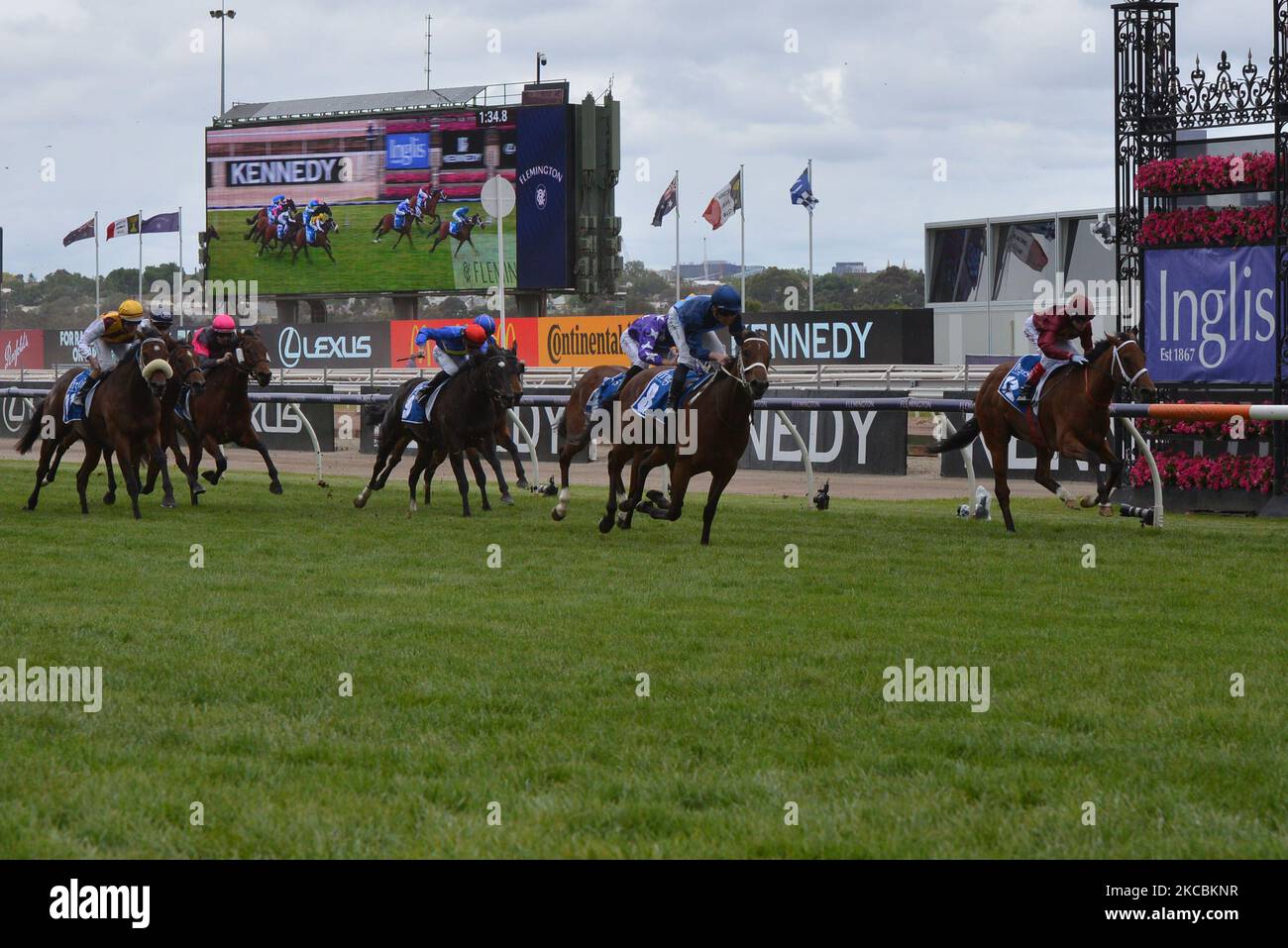 Melbourne, Australia. 03rd Nov, 2022. Jockeys and people take part during 3rd day of Melbourne