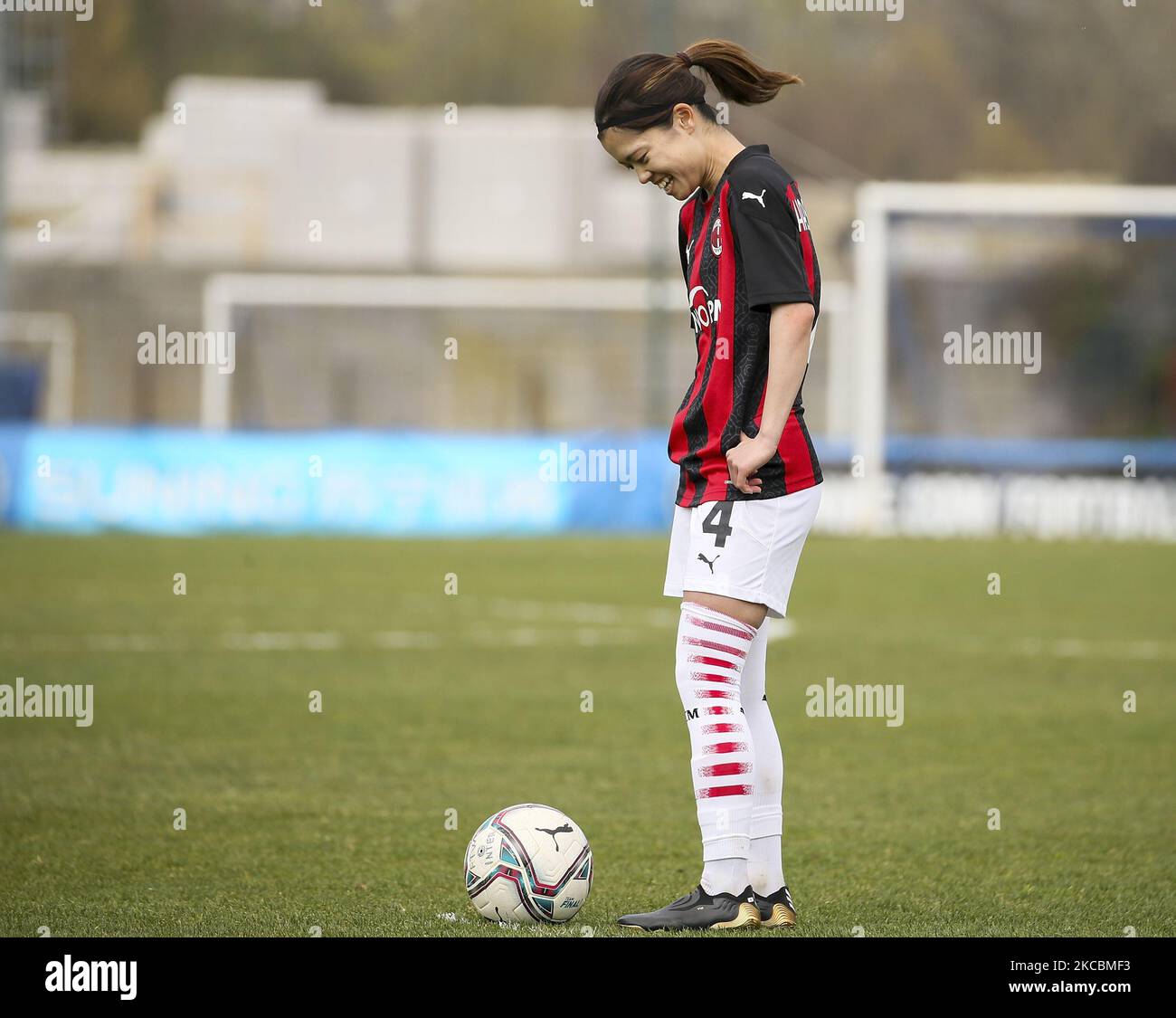 Yui Hasegawa of AC Milan during the Women Serie A match between FC Internazionale and AC Milan at Suning Youth Development Centre in memory of Giacinto Facchetti on March 28, 2021 in Milan, Italy. (Photo by Giuseppe Cottini/NurPhoto) Stock Photo