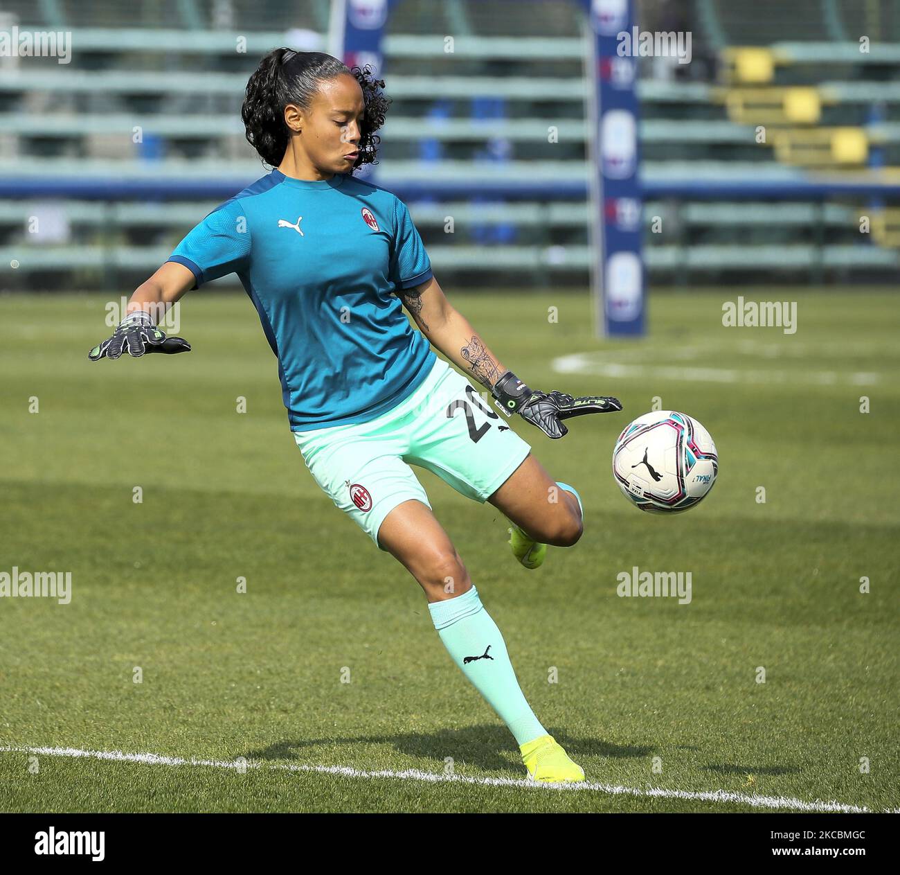 Selena Delia Babb of AC Milan in action before the Women Serie A match between FC Internazionale and AC Milan at Suning Youth Development Centre in memory of Giacinto Facchetti on March 28, 2021 in Milan, Italy. (Photo by Giuseppe Cottini/NurPhoto) Stock Photo