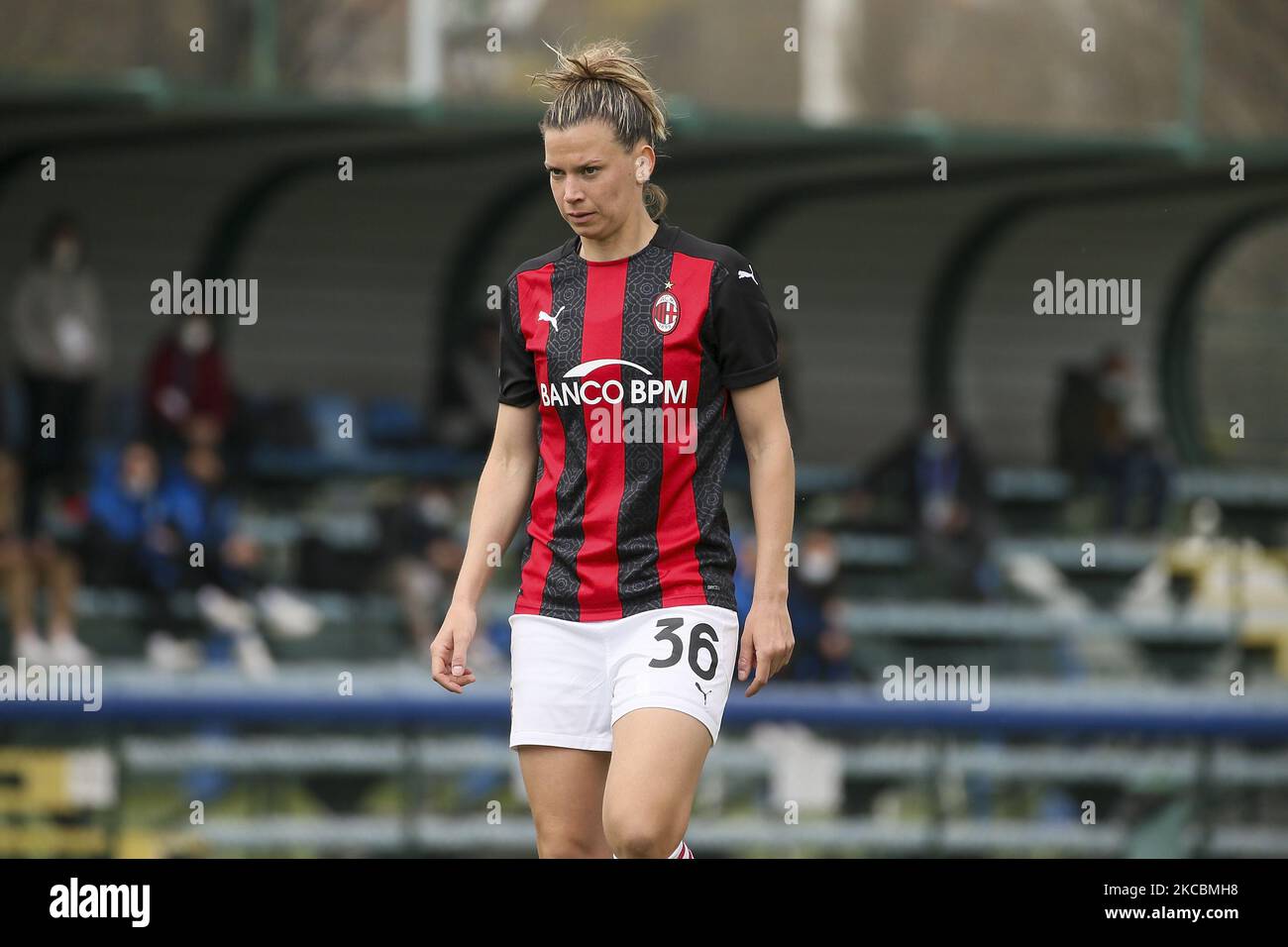Laura Agard of AC Milan during the Women Serie A match between FC Internazionale and AC Milan at Suning Youth Development Centre in memory of Giacinto Facchetti on March 28, 2021 in Milan, Italy. (Photo by Giuseppe Cottini/NurPhoto) Stock Photo