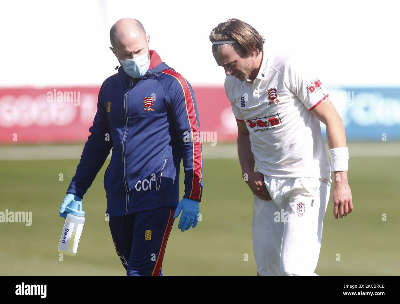 Essex's Aaron Beard picks up a injury during Friendly Day One of 2 ...