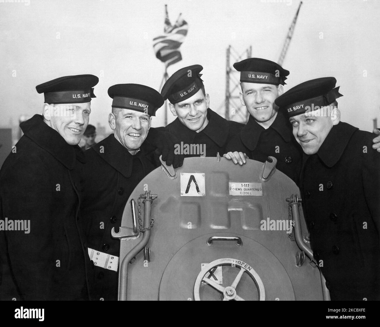 The five Sullivan brothers on board USS Juneau. Stock Photo