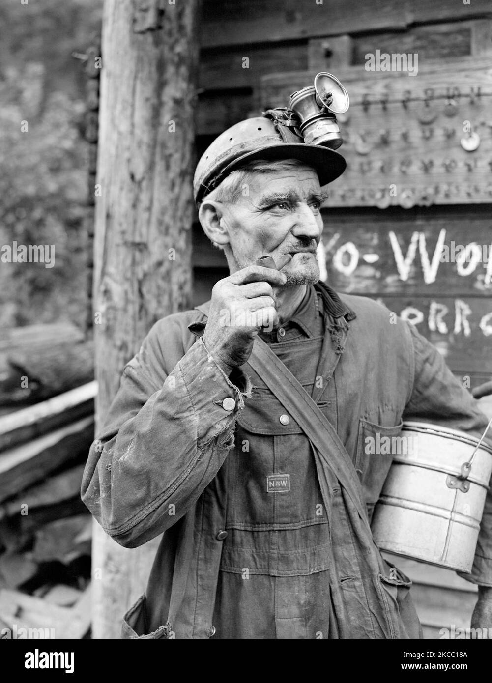 A miner from the P V & K Coal Company, Clover Mine, Lejunior, Harlan County, Kentucky. Stock Photo