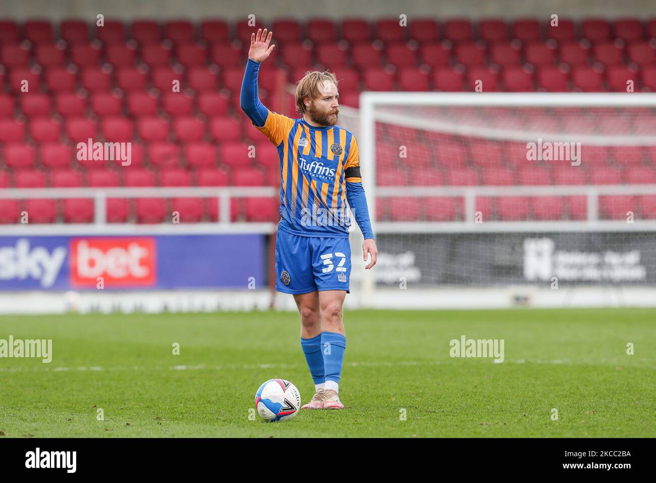 Shrewsbury Town's Harry Chapman during the second half of the Sky Bet League One match between Northampton Town and Shrewsbury Town at the PTS Academy Stadium, Northampton on Friday 2nd April 2021. (Photo by John Cripps/MI News/NurPhoto) Stock Photo