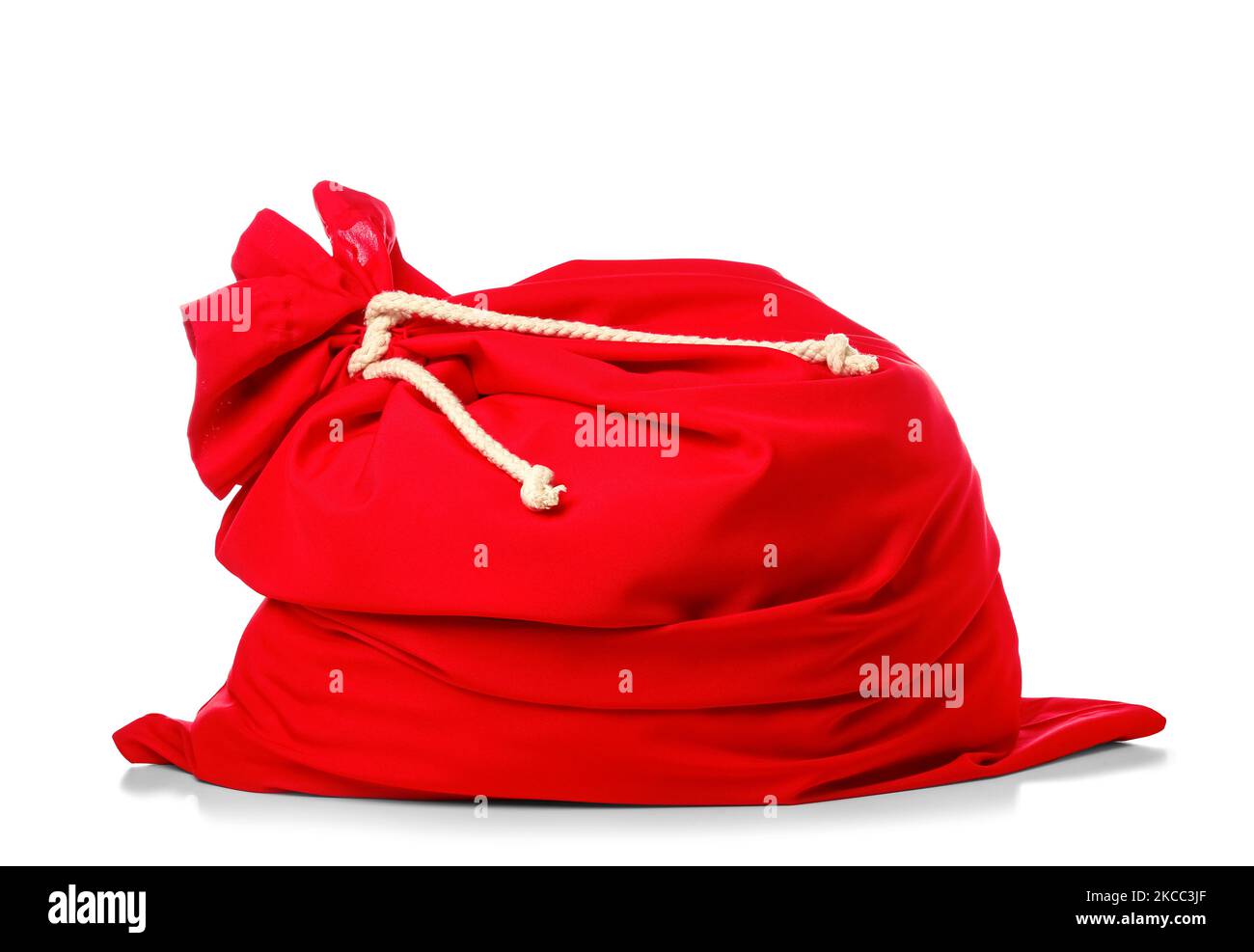 Santa Claus red bag on white background Stock Photo - Alamy