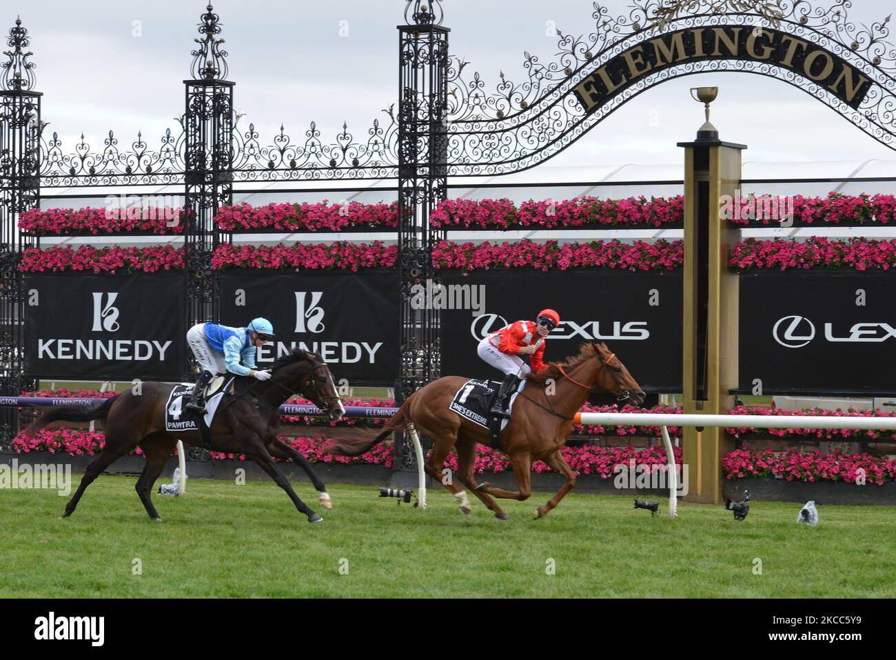 Melbourne, Victoria, Australia. 3rd Nov, 2022. Jockeys and people take part during 3rd day of