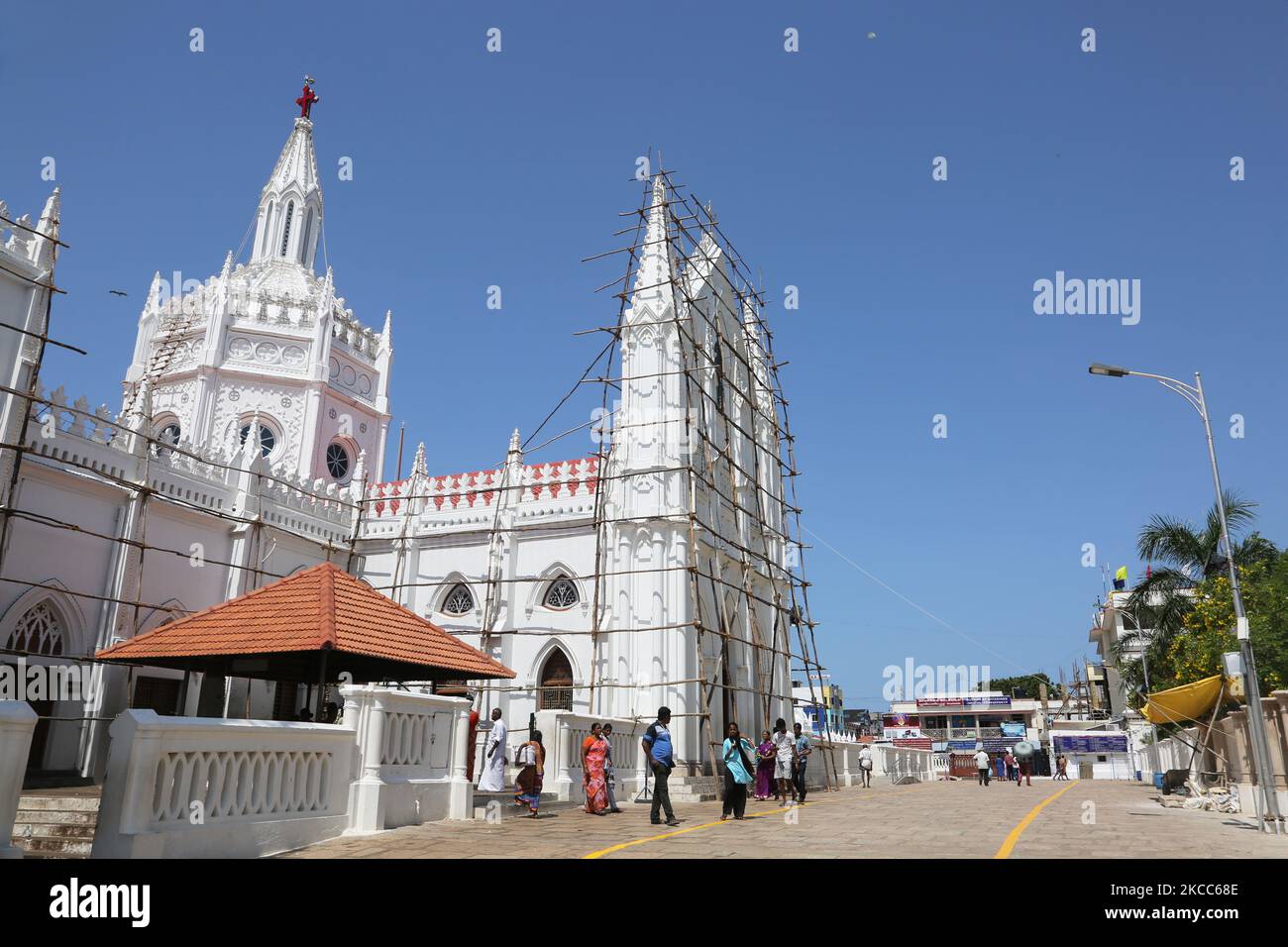 Annai Velankanni Church (Basilica of Our Lady of Good Health) in Velankanni, Tamil Nadu, India. (Photo by Creative Touch Imaging Ltd./NurPhoto) Stock Photo