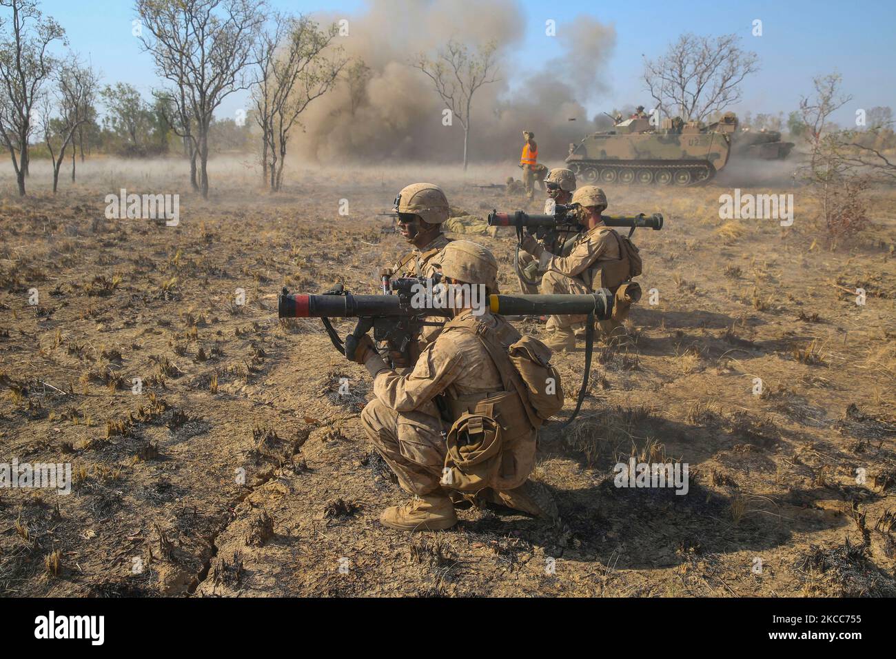 Marines fire Shoulder-Launched Multipurpose Assault Weapons. Stock Photo