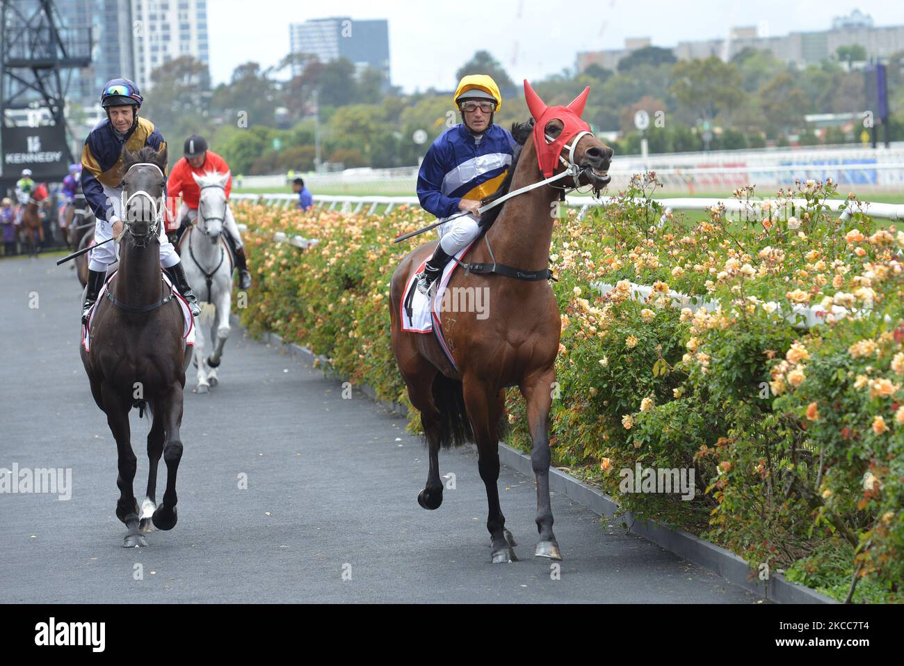 Melbourne, Victoria, Australia. 3rd Nov, 2022. Jockeys and people take part during 3rd day of