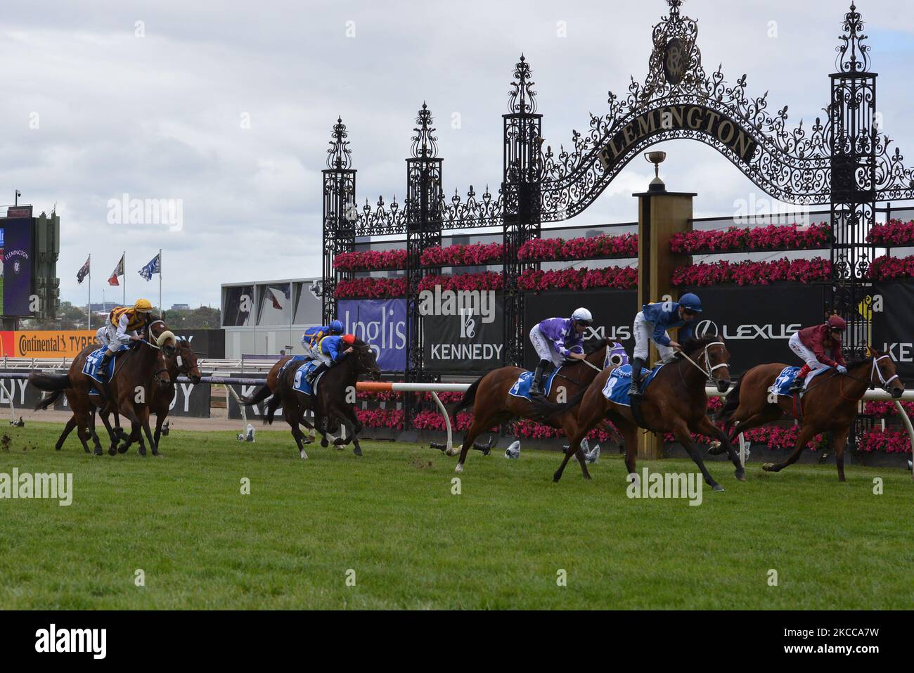 Melbourne, Victoria, Australia. 3rd Nov, 2022. Jockeys and people take part during 3rd day of