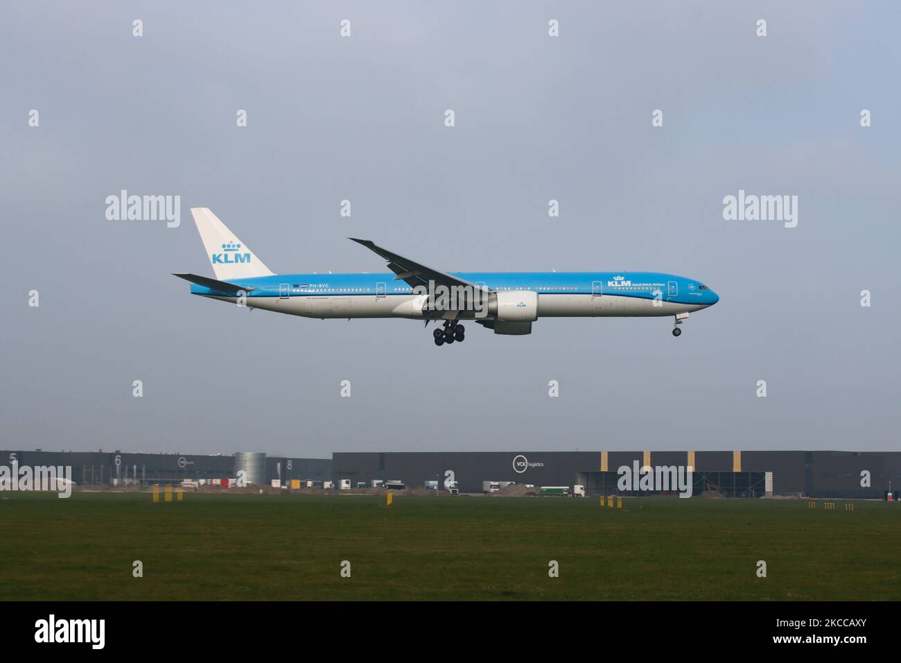 Klm royal dutch airlones boeing 777 300 aircraft as seen flying on