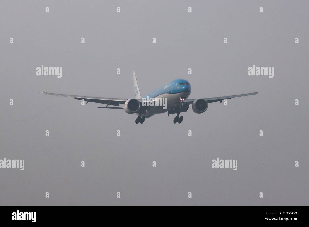 Klm royal dutch airlones boeing 777 300 aircraft as seen flying on